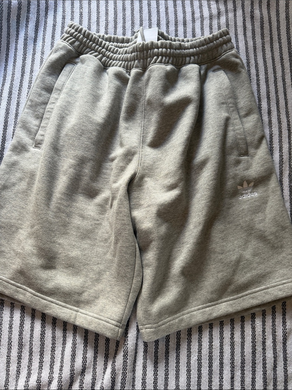 adidas Grey Trefoil Fleece Athletic Shorts